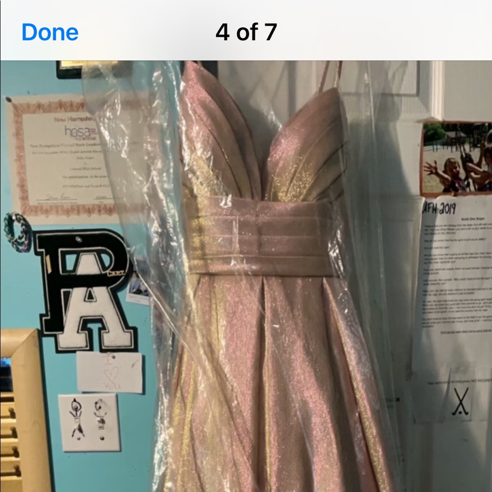 Jovani rose gold size 10 prom gown